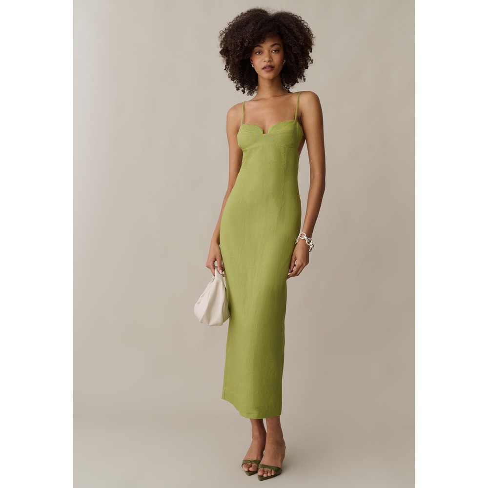 NWT o.p.t Indy Linen Dress in Grass Green - Size 6 - Picture 3 of 10